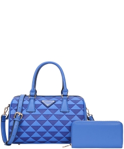 2in1 Monogram Handbag Boston Bag RR-9069W BLUE